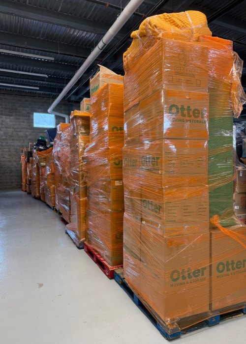 Furniture wrapped and protected by the Otter Moving & Storage team before going into short-term storage